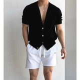 Men Short Sleeve Cardigan Knit