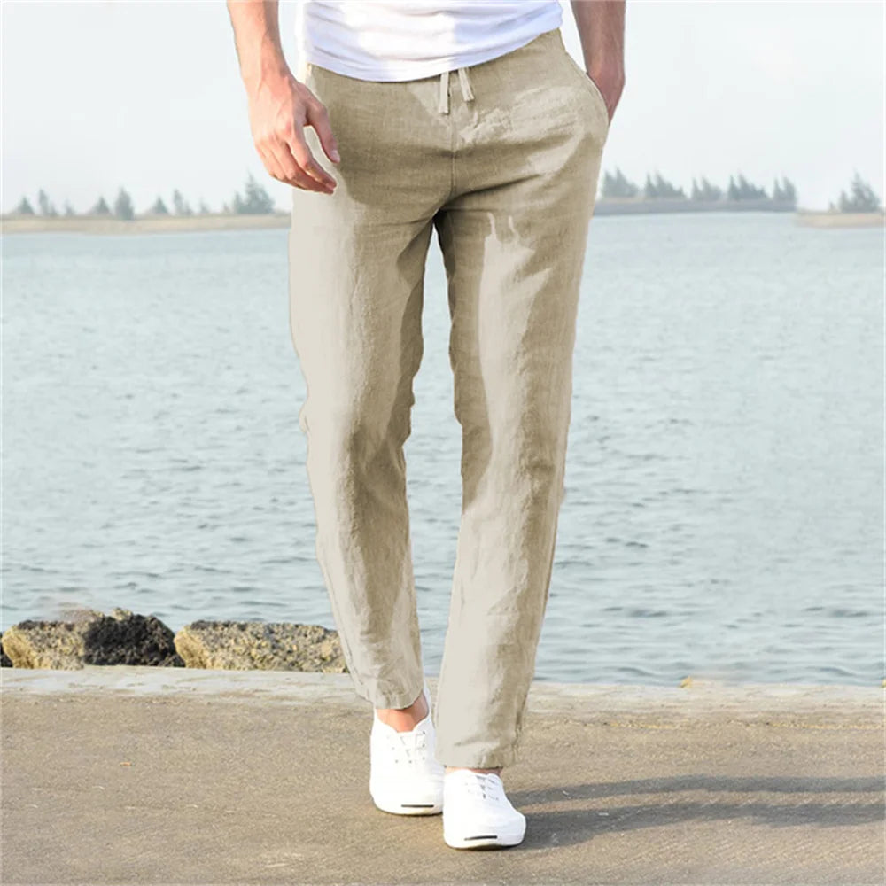 Men’s Solid Linen Trousers