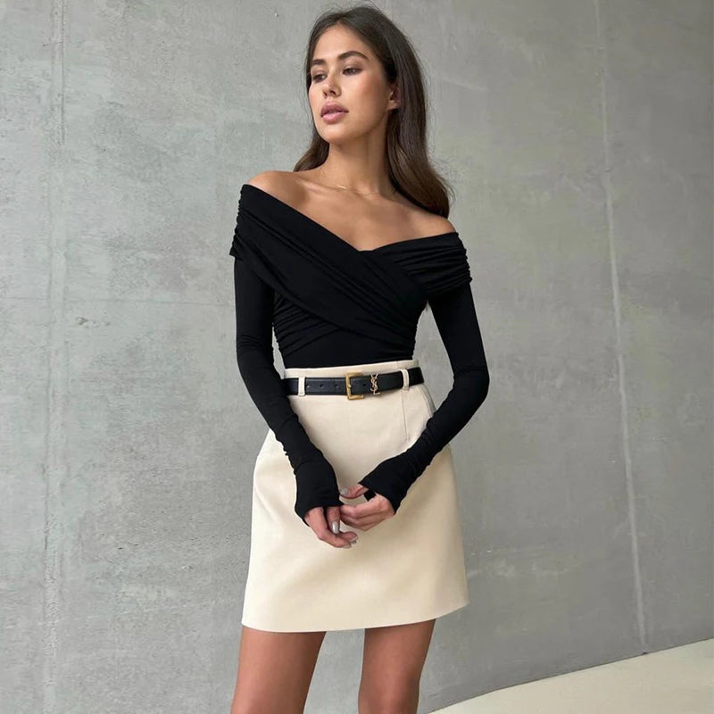 Y2K Black Long Sleeve Bodysuit – Party Clubwear
