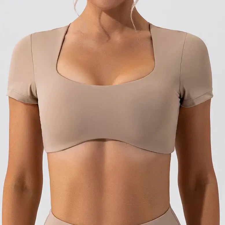 Women Short Sleeve Crop Yoga Shirt