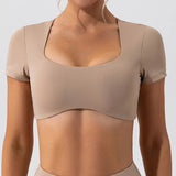 Women Short Sleeve Crop Yoga Shirt