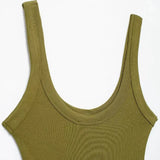 Women Ribbed Strappy Snap Bodysuit