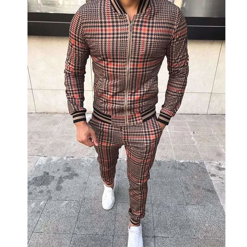 Men's Checkered Sports Tracksuit
