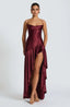 Women's Satin Lace-Up Maxi Dress