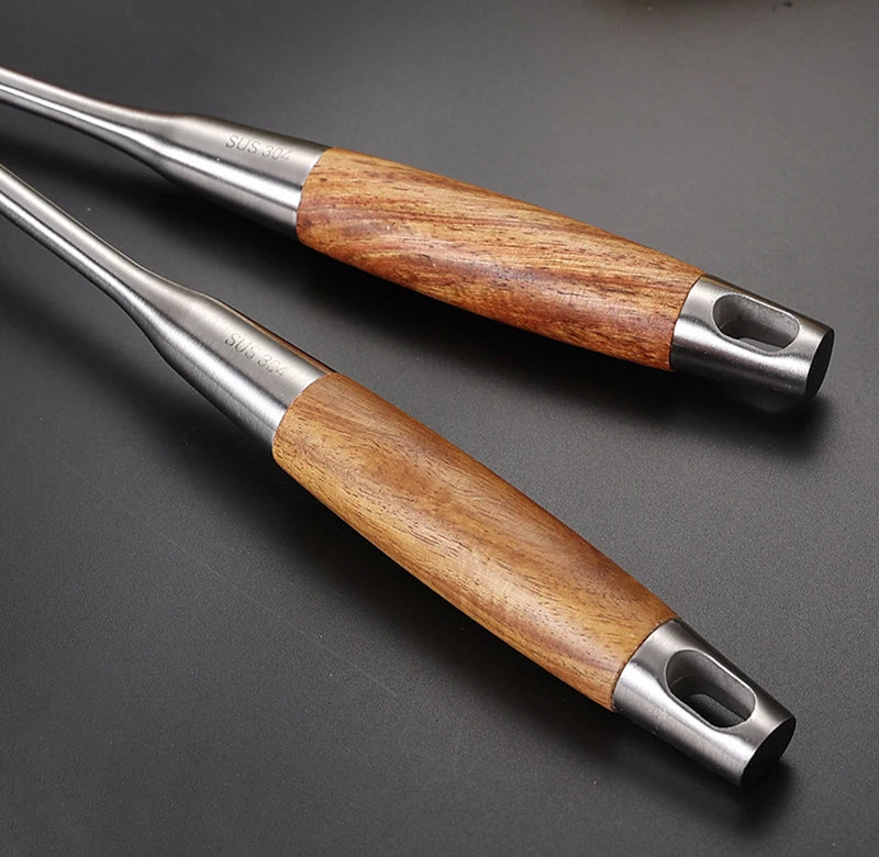 7-Piece Stainless Steel Utensil Set with Wooden Handle