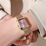 Gold Plated Square Ladies Quartz Watch