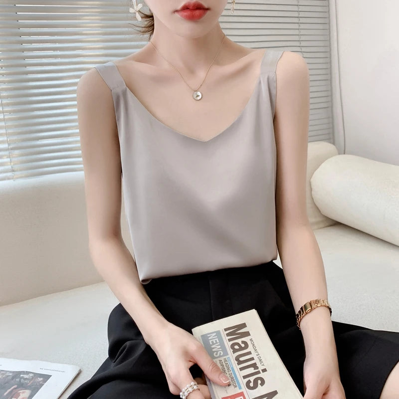 Satin Silk V-Neck Cami