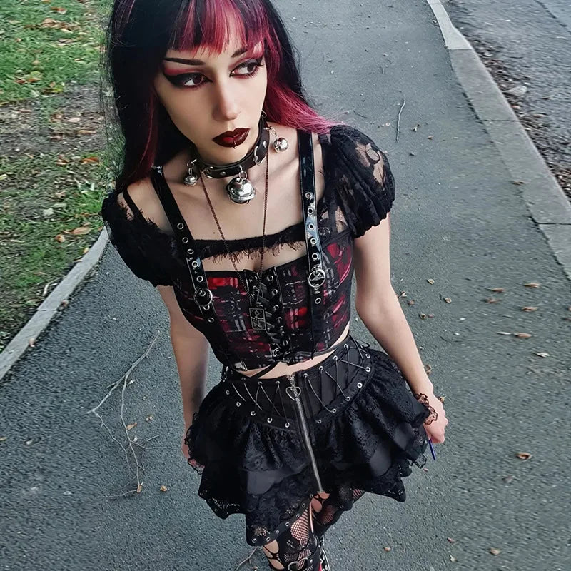Women Zipper Gothic Mini Skirt