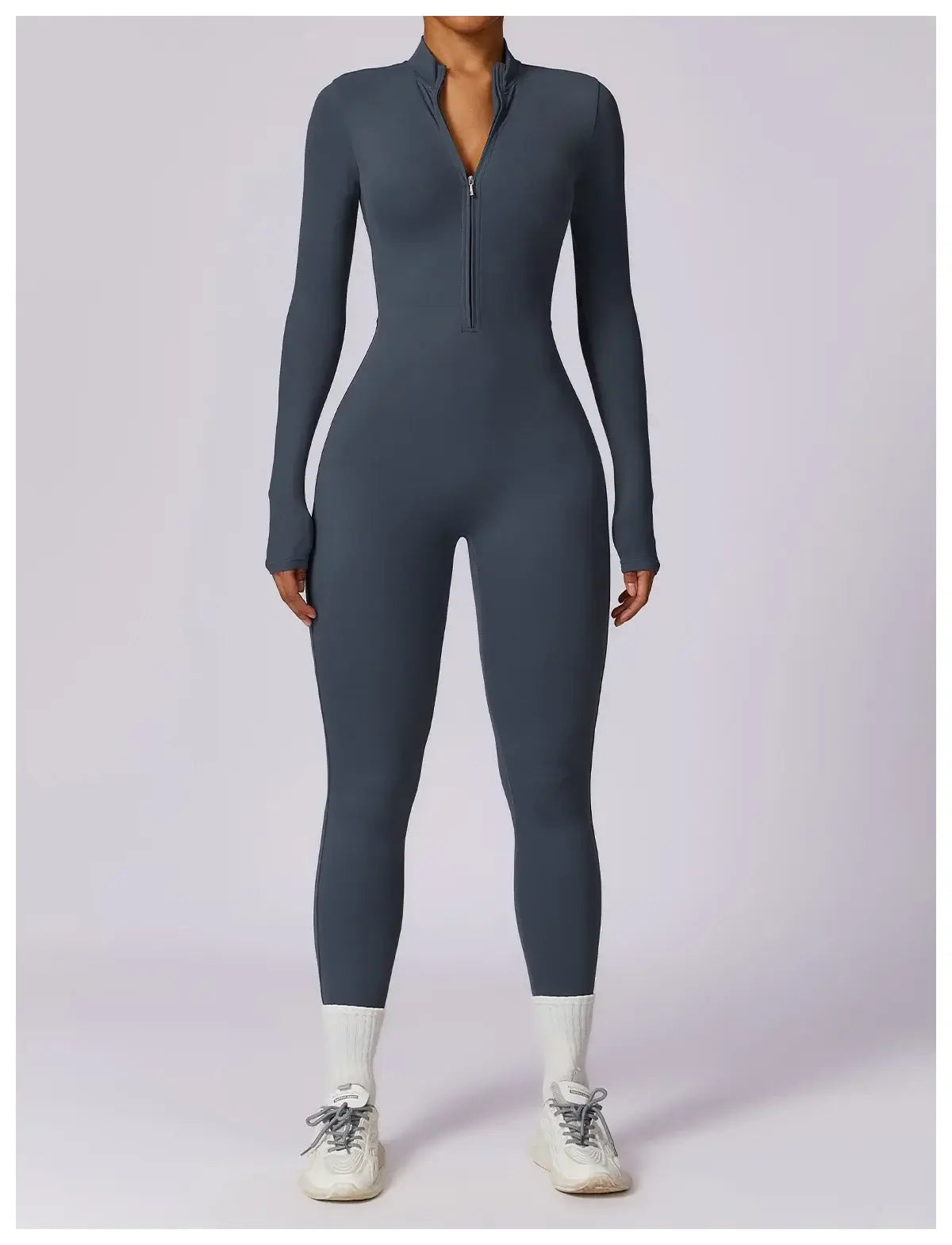 Women Fitness Zipper Long Sleeve Jumpsuit