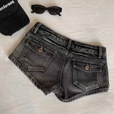 FadeFit™ – Low Waist Washed Shorts (Black Gray, Elastic Hot Fit)