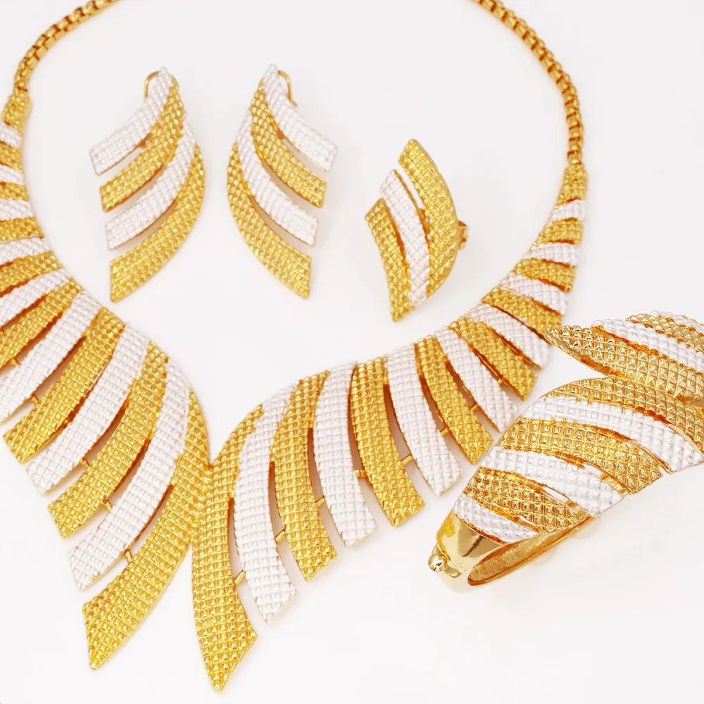 Luxury Two-Tone Gold Plated Bridal Jewelry Set