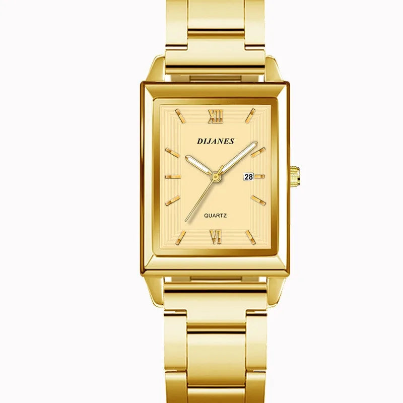 Luxury Square Gold Quartz Couple Watches