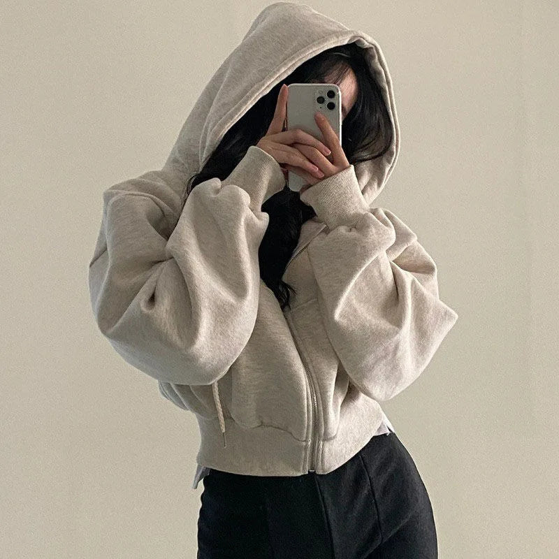 Women's Y2K Cropped Zip Hoodie