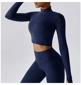 Women's Sexy Zip Long Sleeve Yoga Jacket – Workout Running Cycling Top