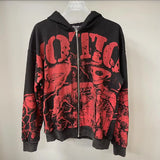 Men Rhinestone Zipper Hoodie