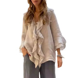 Women Ruffle Button Knit Cardigan