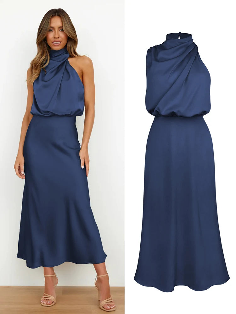 Women's Silk Satin Evening Dress
