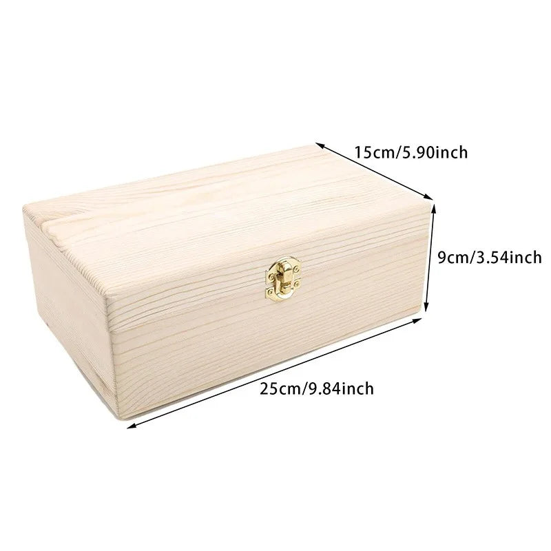 Wooden Storage Box with Lid & Lock