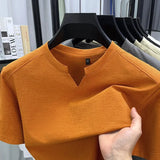 Men V-Neck Solid Short Sleeve T-Shirt