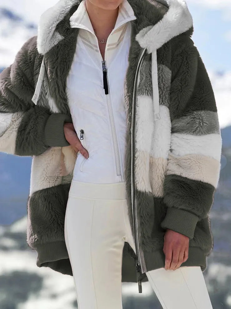 Women's Plus Size Long Teddy Bear Coat