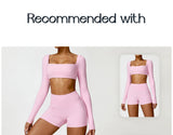 Women's Seamless Long Sleeve Yoga Crop Top – Quick-Dry Square Neck Gym Shirt