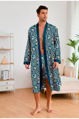 Men’s Leopard Satin Bathrobe Set