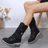 Women Mid Calf Boots Vintage Western Heels