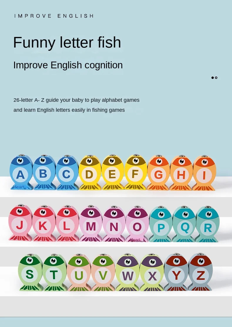 Wooden Alphabet Fishing Game Toy