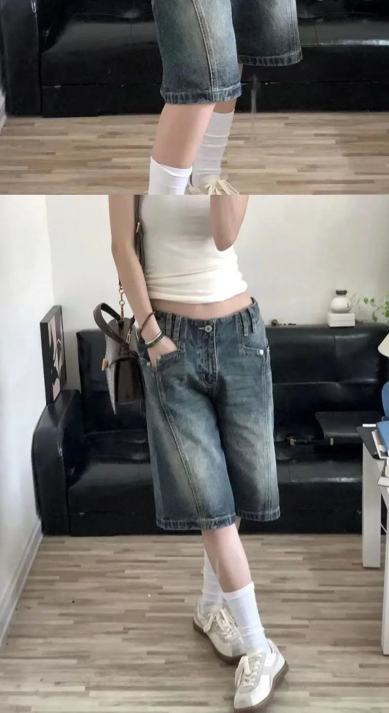 WideRush™ – Baggy Korean Jorts (Y2K Oversized Casual Shorts)