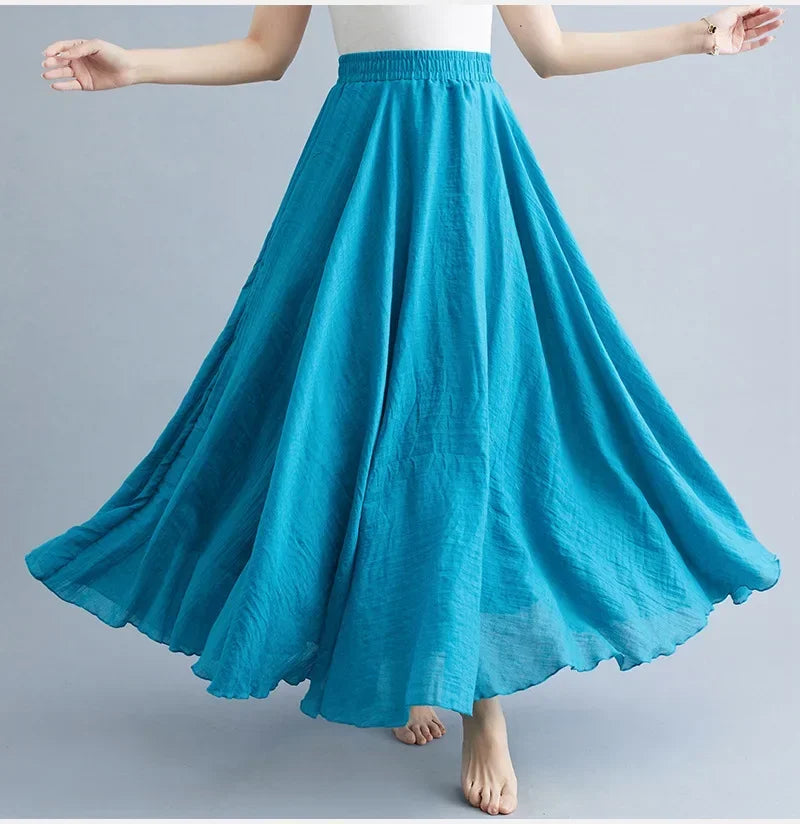 Women Linen Maxi Skirt