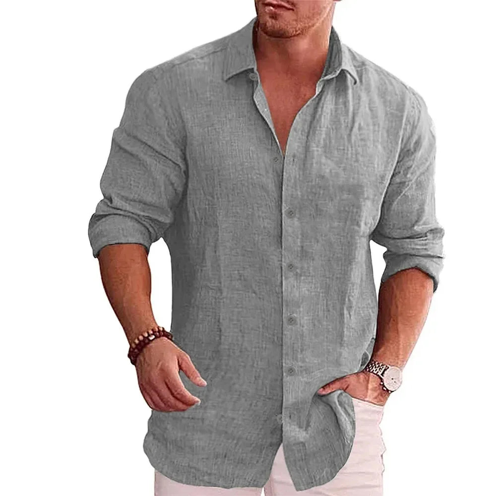Men Linen Long Sleeve Shirt