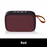 Portable Outdoor Bluetooth 5.0 mini speaker in red, featuring easy control buttons and a stylish design.