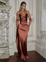 Midnight Satin Slip Gown