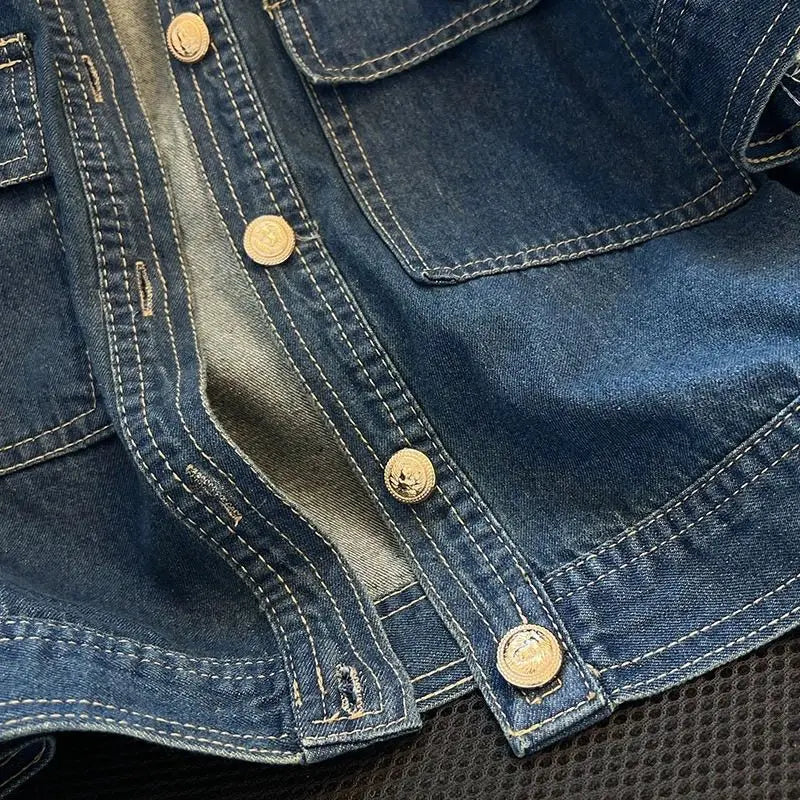 Women's Short Sleeve Denim Cropped Jacket