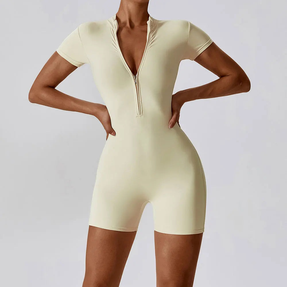 Women Summer Zipper Yoga Jumpsuit