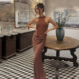 Luxe Satin Cutout Maxi Dress