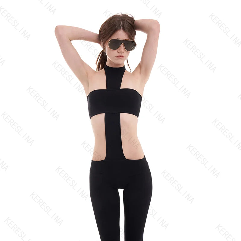 PunkTrix™ – Y2K Goth Harajuku Slim Jumpsuit (Bold, Punky & Scene-Ready)