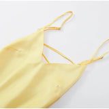 Golden Satin Backless Evening Gown