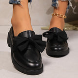 Women’s Bow Decor Leather Pointed Toe Loafers