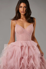 Women Princess Prom Dress Spaghetti Strap Puffy Gown