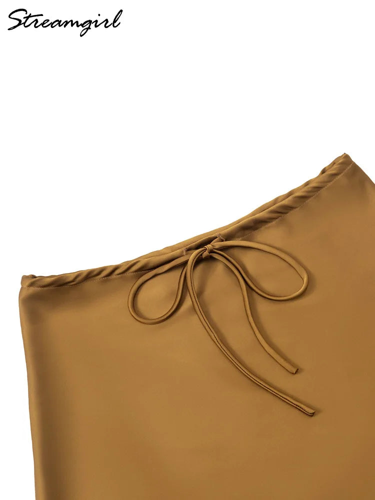 Women Satin Silk Mini Skirt