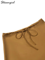 Women Satin Silk Mini Skirt