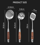 7-Piece Stainless Steel Utensil Set with Wooden Handle