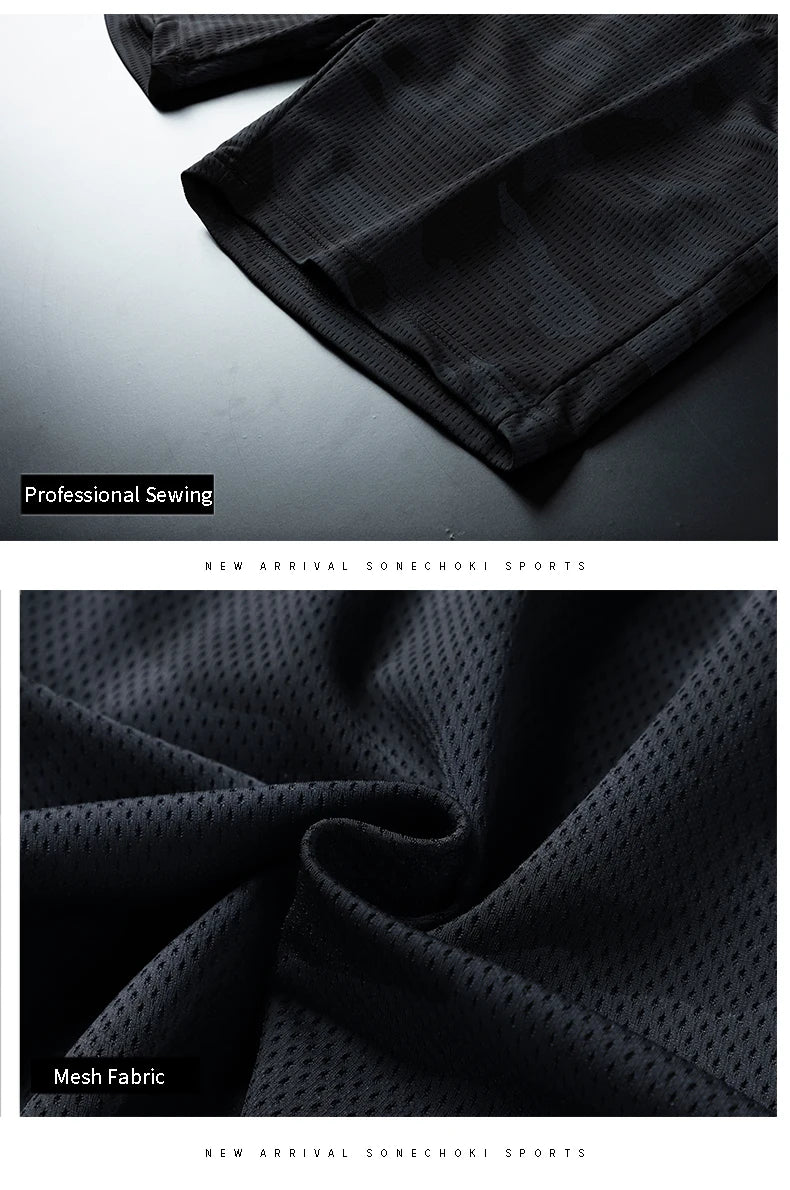 شورت جري رجالي بمقاسات كبيرة - قماش شبكي مموه