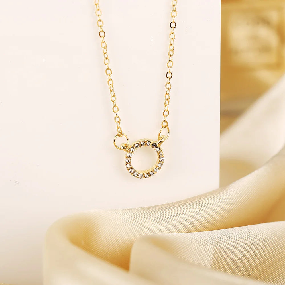 Women’s Golden Crystal Circle Necklace