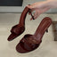 Women’s Wine Red Patent Leather High Heel Mules
