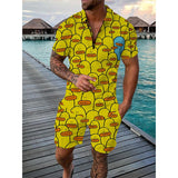 Men's 3D Print Polo & Shorts Set