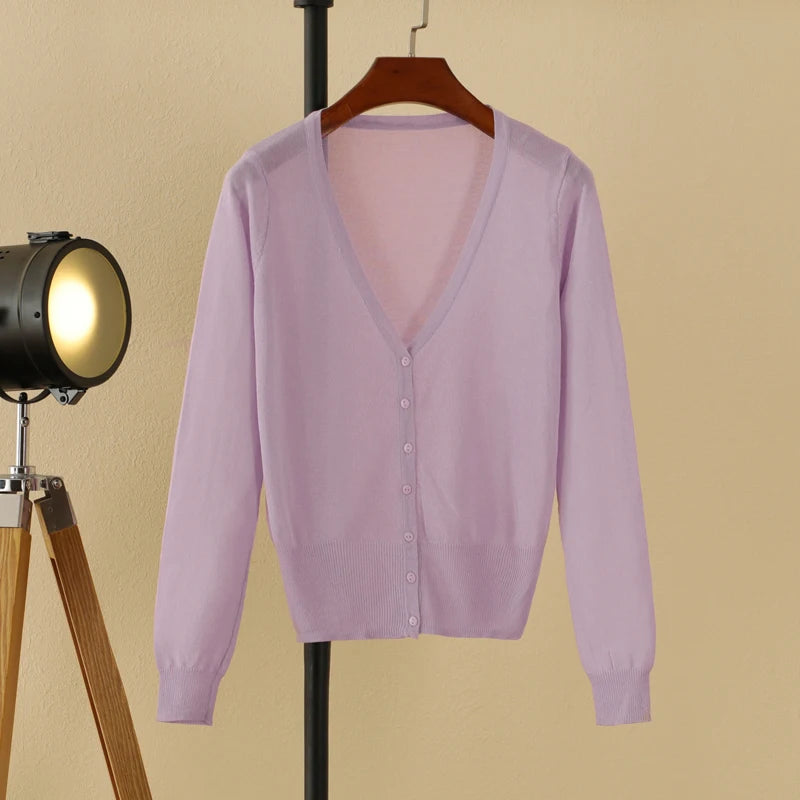 Korean V-Neck Cropped Cardigan Women's Sweater