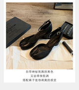 Women’s Leather Square Toe High Heel Pumps