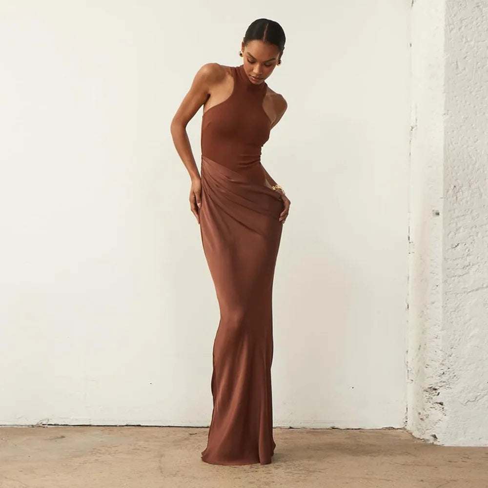 Luxe Satin Cutout Maxi Dress